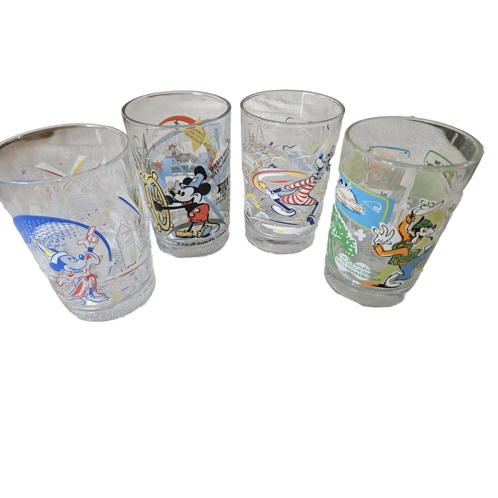 Vintage McDonalds Disney‎ World Glasses 100 Years of Magic Cup Lot of 4